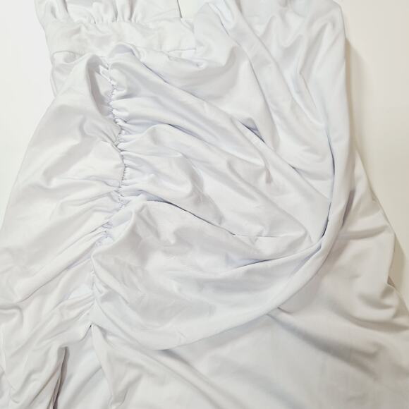 Superdown Mia Drape Slit Dress in White Small - Picture 4 of 14